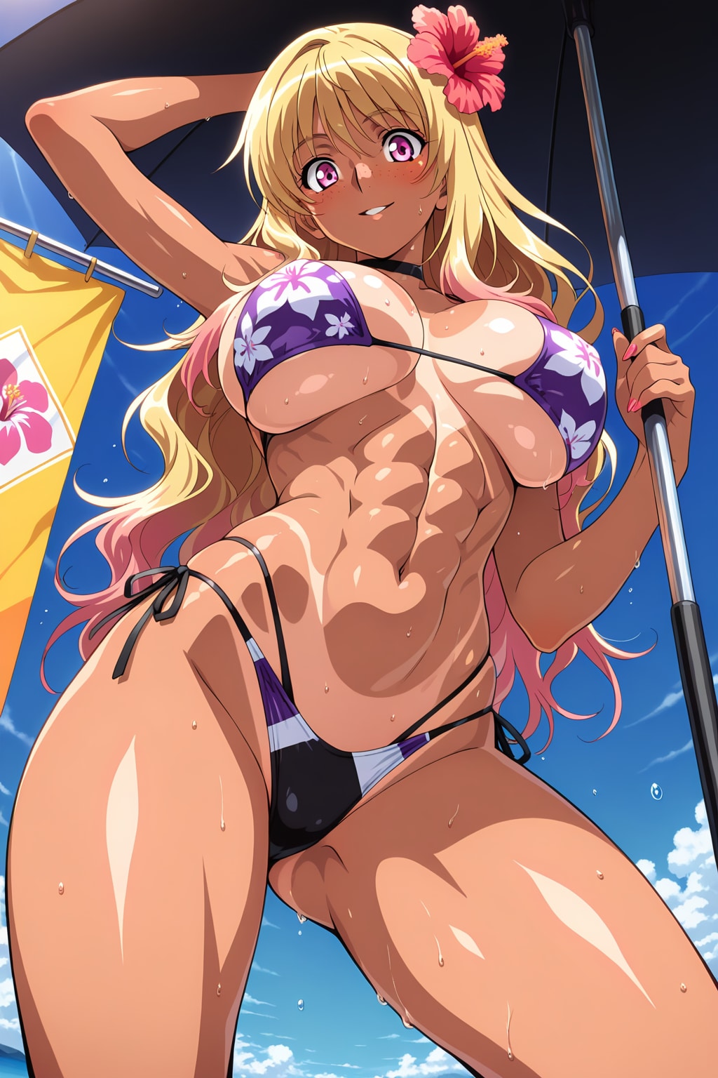 絶対？何かの格闘技かスポーツをやってる♪お身体をしている南国日焼けっ娘💕パツキン姉妹💕💕