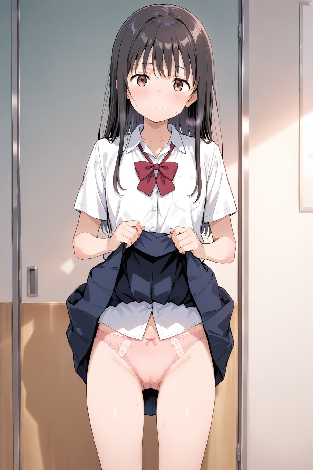スカートたくし上げ
