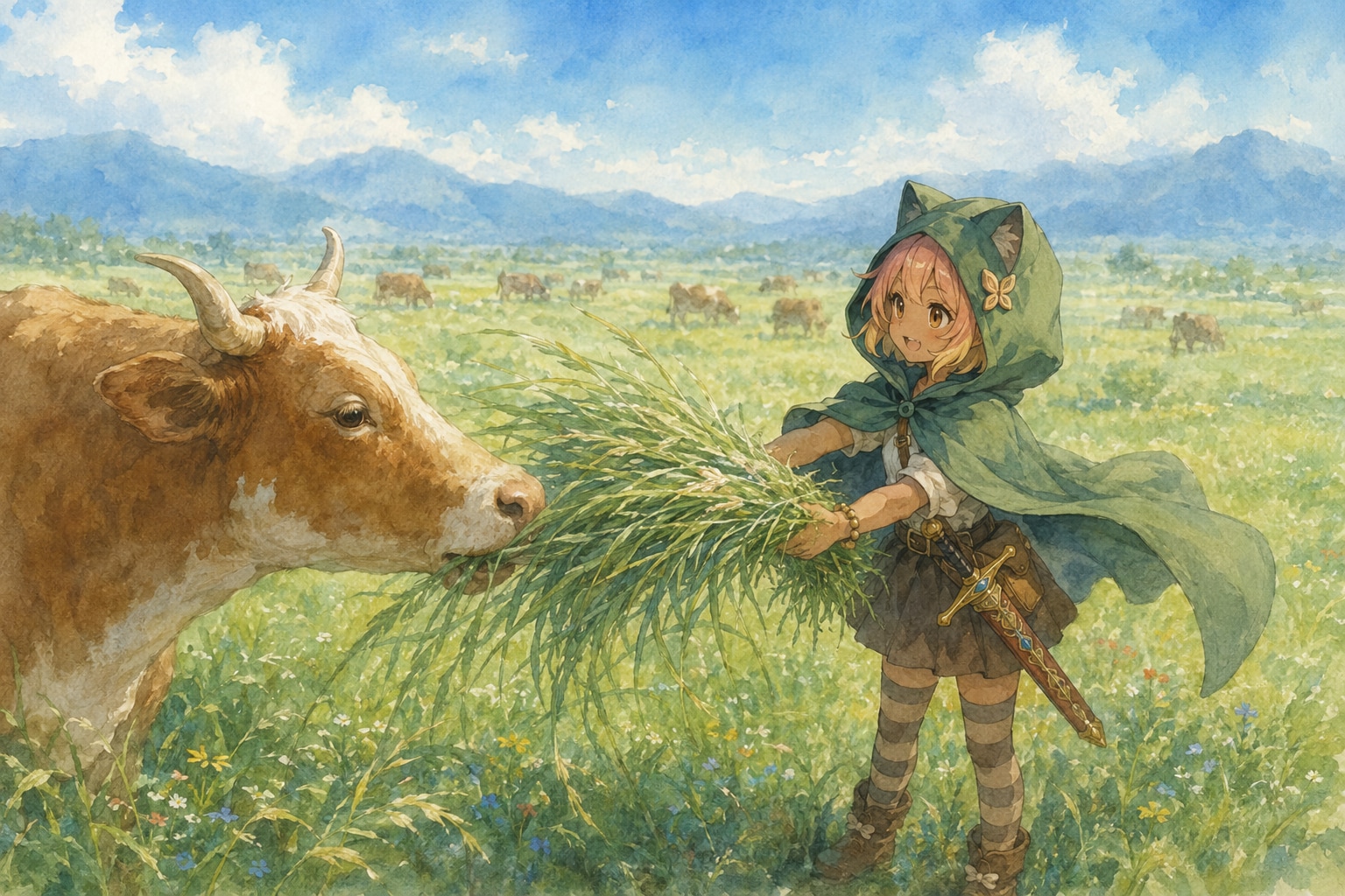 草原にて | の人気AIイラスト・グラビア