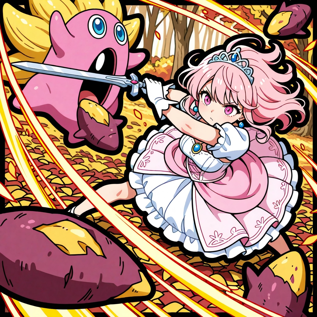 さつまいもモンスターと戦う姫様