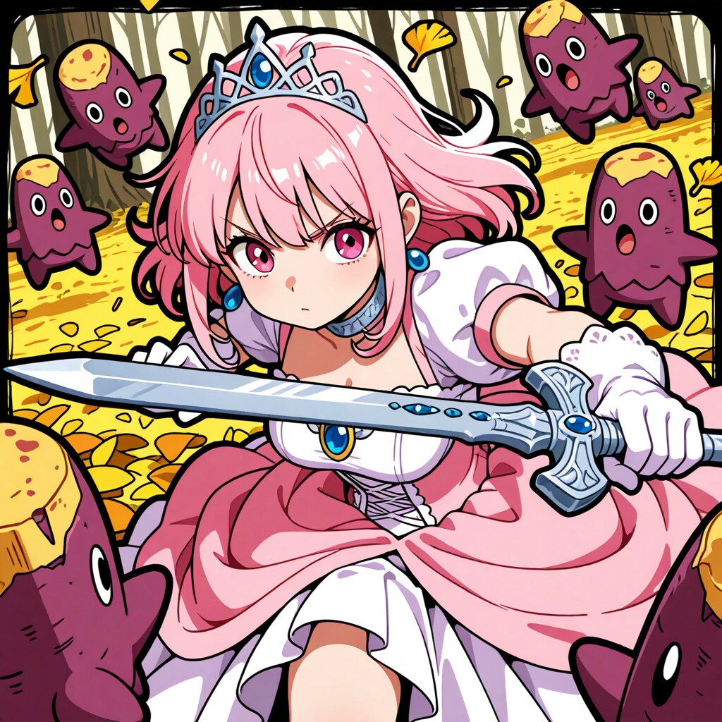 さつまいもモンスターと戦う姫様 | の人気AIイラスト・グラビア