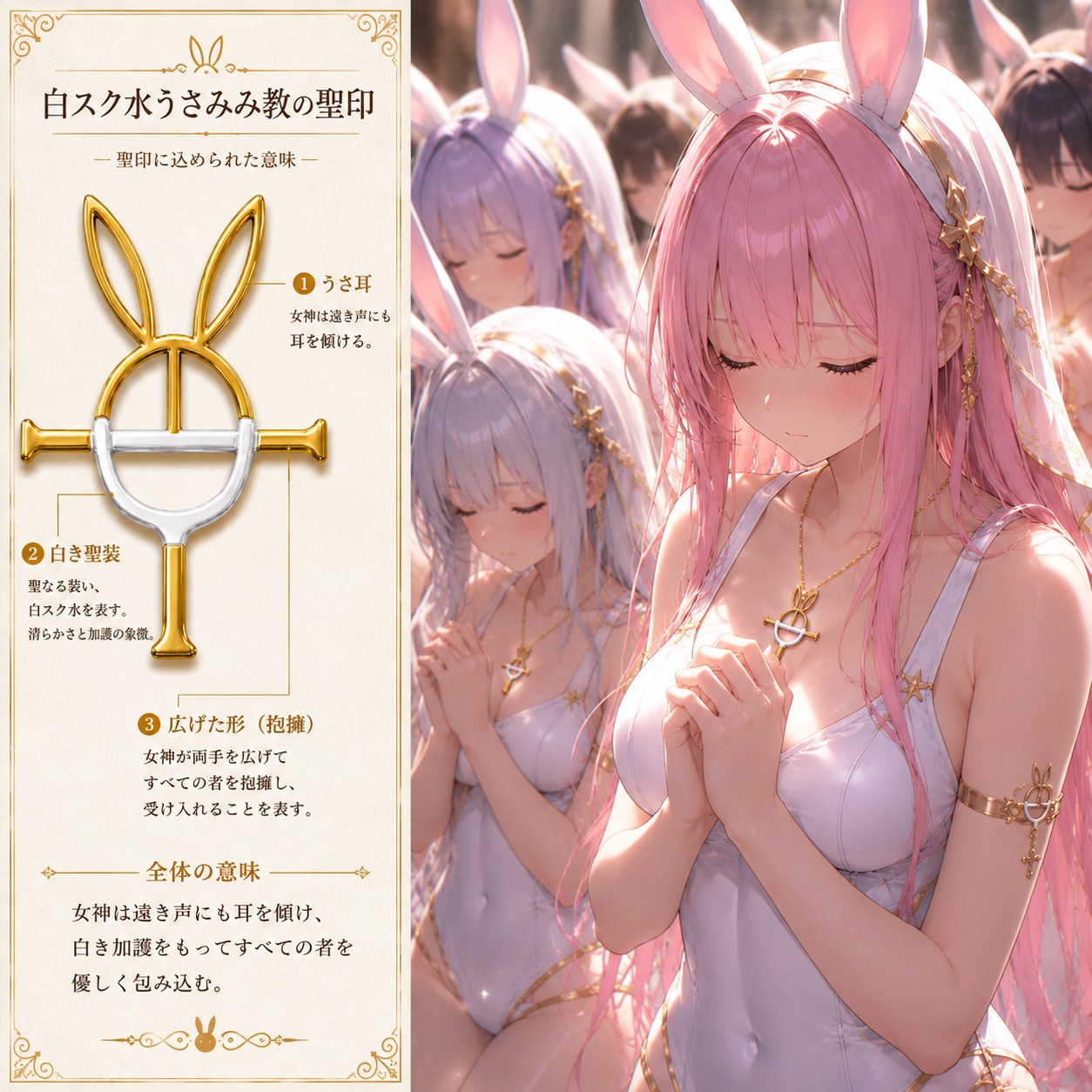 白スク水うさみみ教シンボルとボツ画像ー | の人気AIイラスト・グラビア