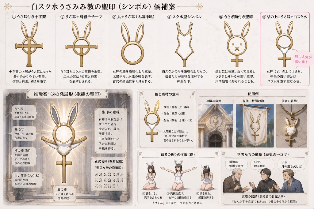 白スク水うさみみ教シンボルとボツ画像ー