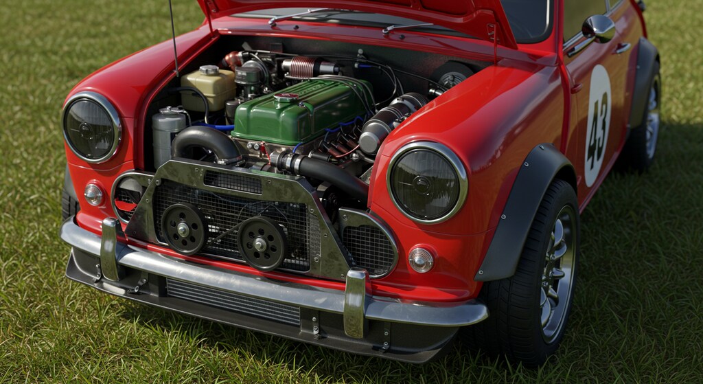 ミニクーパーエンジンルーム