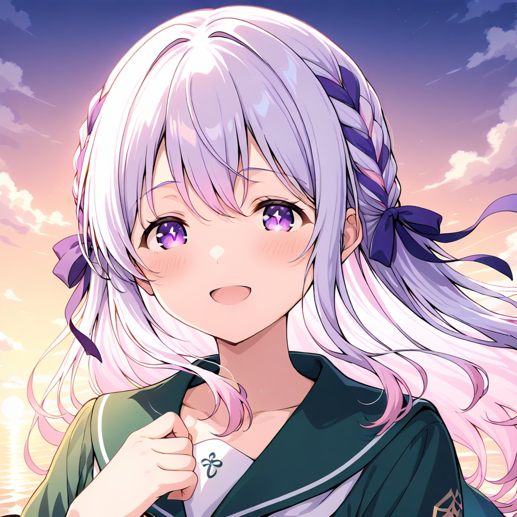 夕暮れ笑顔