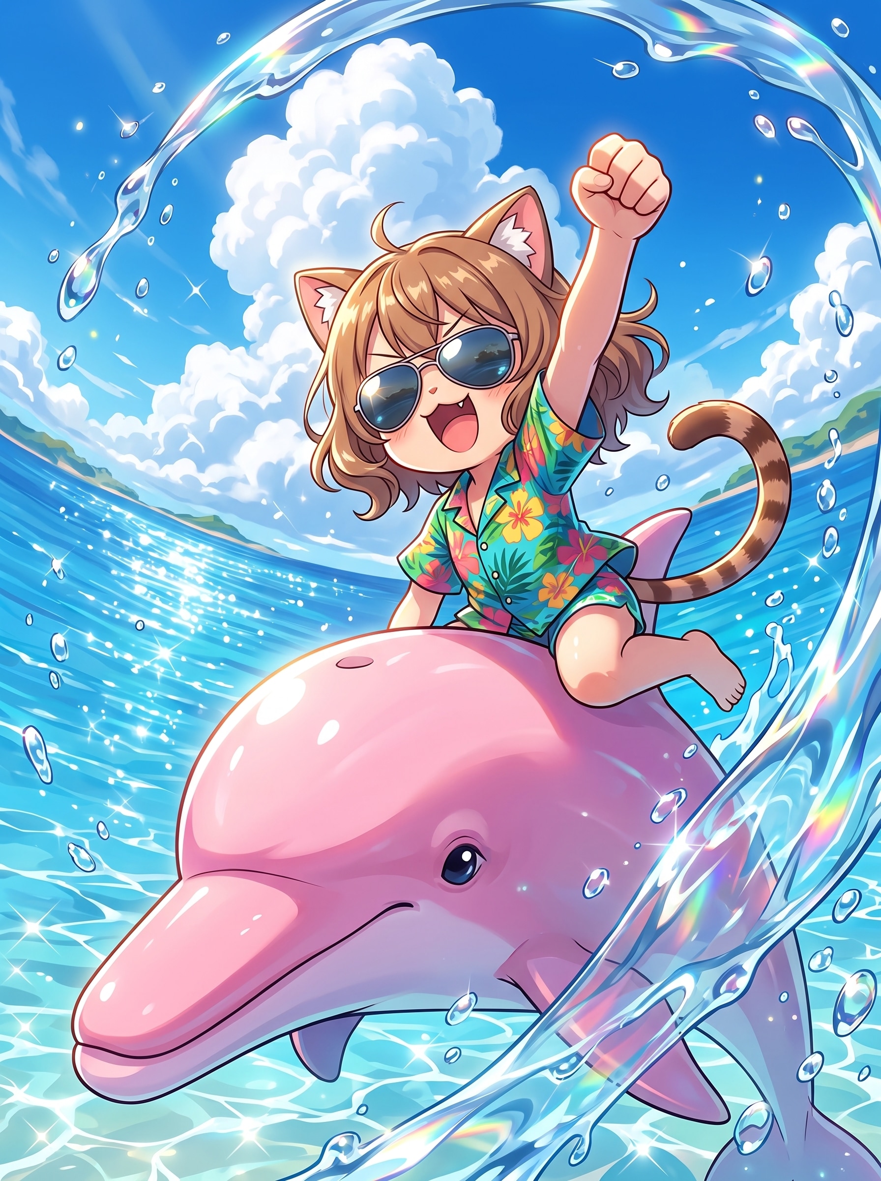 ピンクの相棒に乗って
