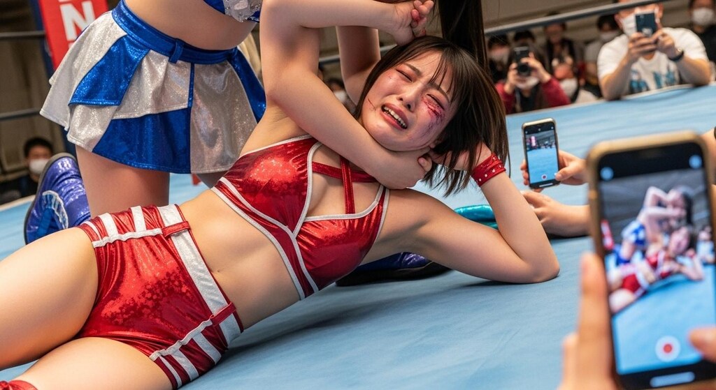 YURINAの顔を持ち上げ晒すMIKURU