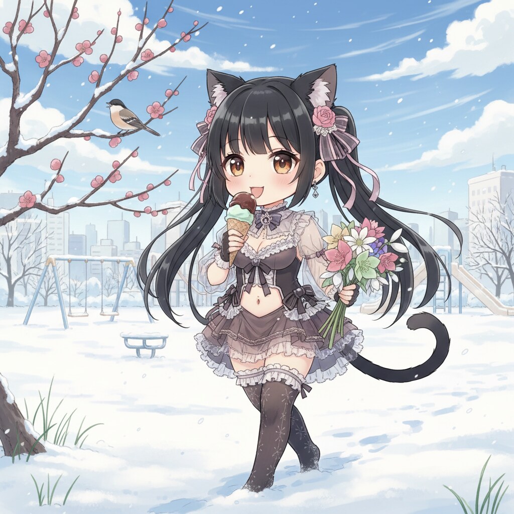 黒ツイにゃん。2月19日 #チョコミントの日 #雨水