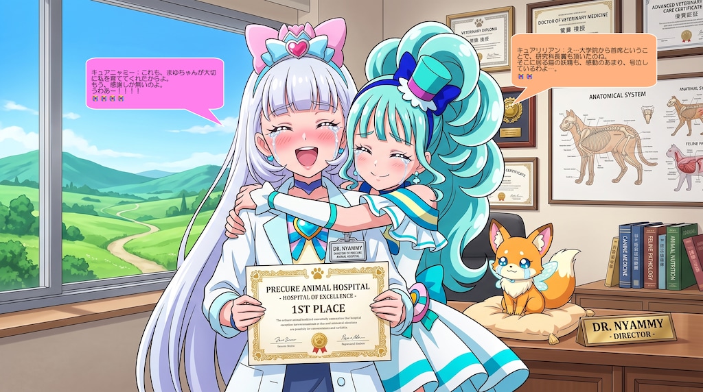 キュアニャミー、キュアリリアンに激励を受けて感涙する