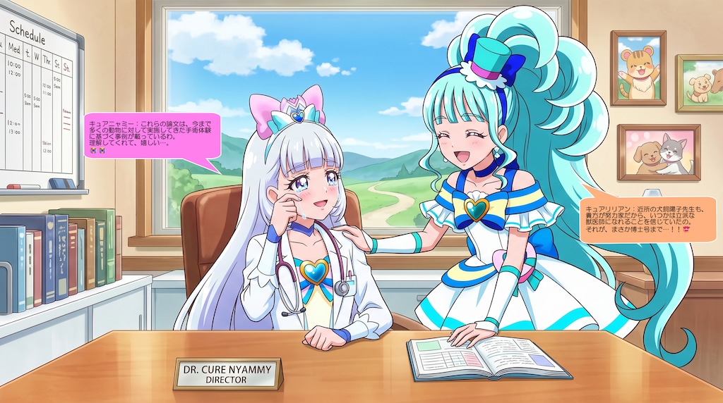 キュアニャミー、キュアリリアンに激励を受けて感涙する