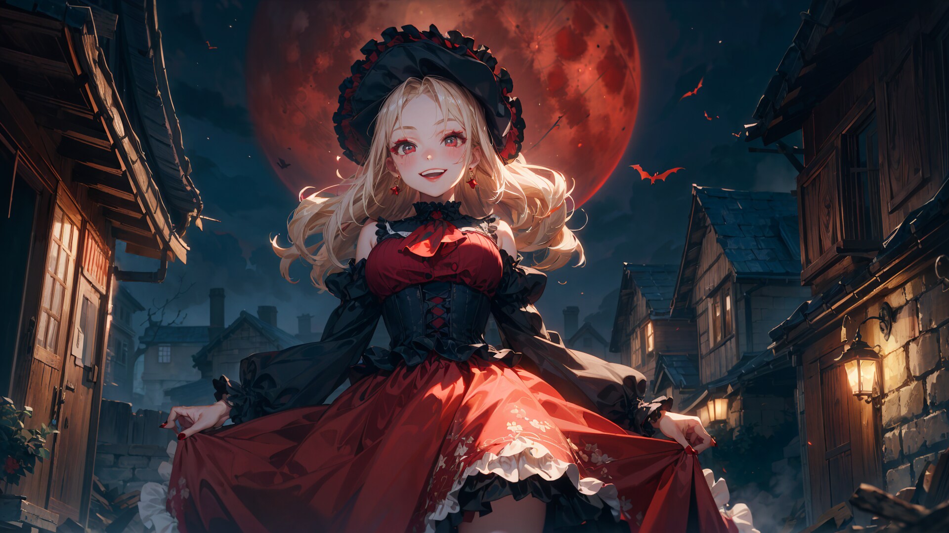 月が赤い夜 | の人気AIイラスト・グラビア