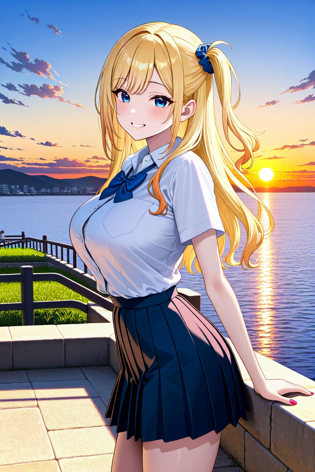 夕日とうちの子