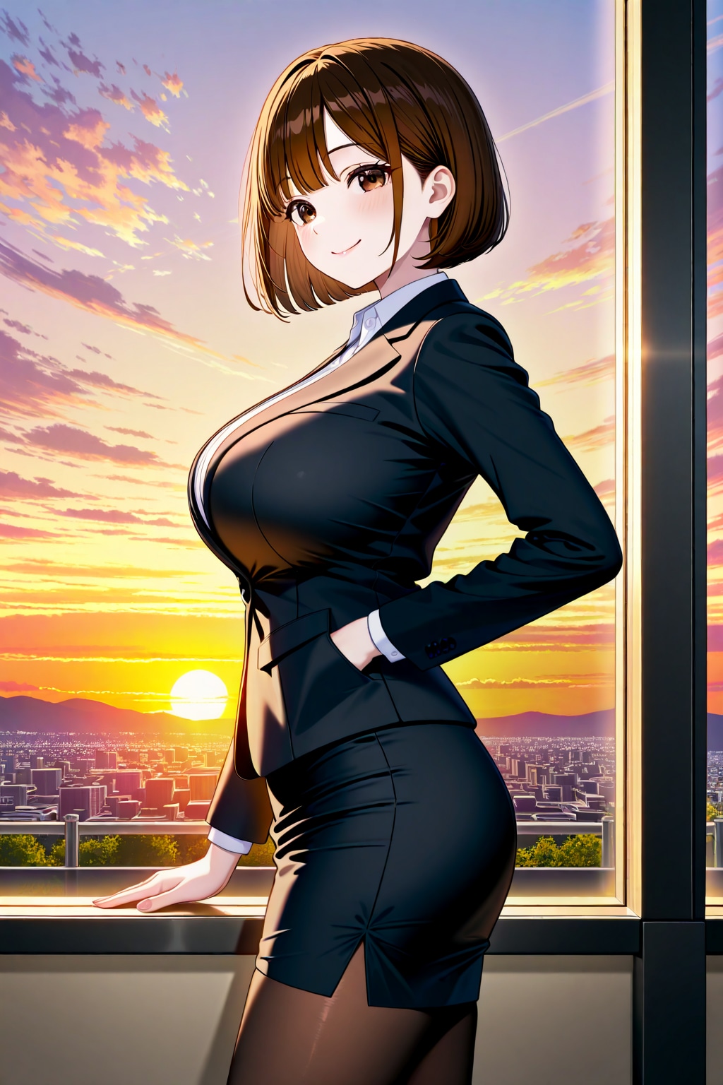 夕日とうちの子