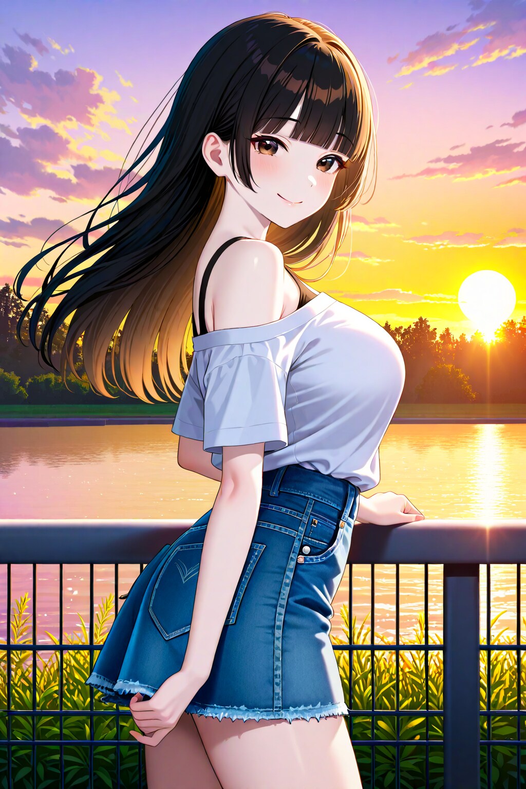 夕日とうちの子