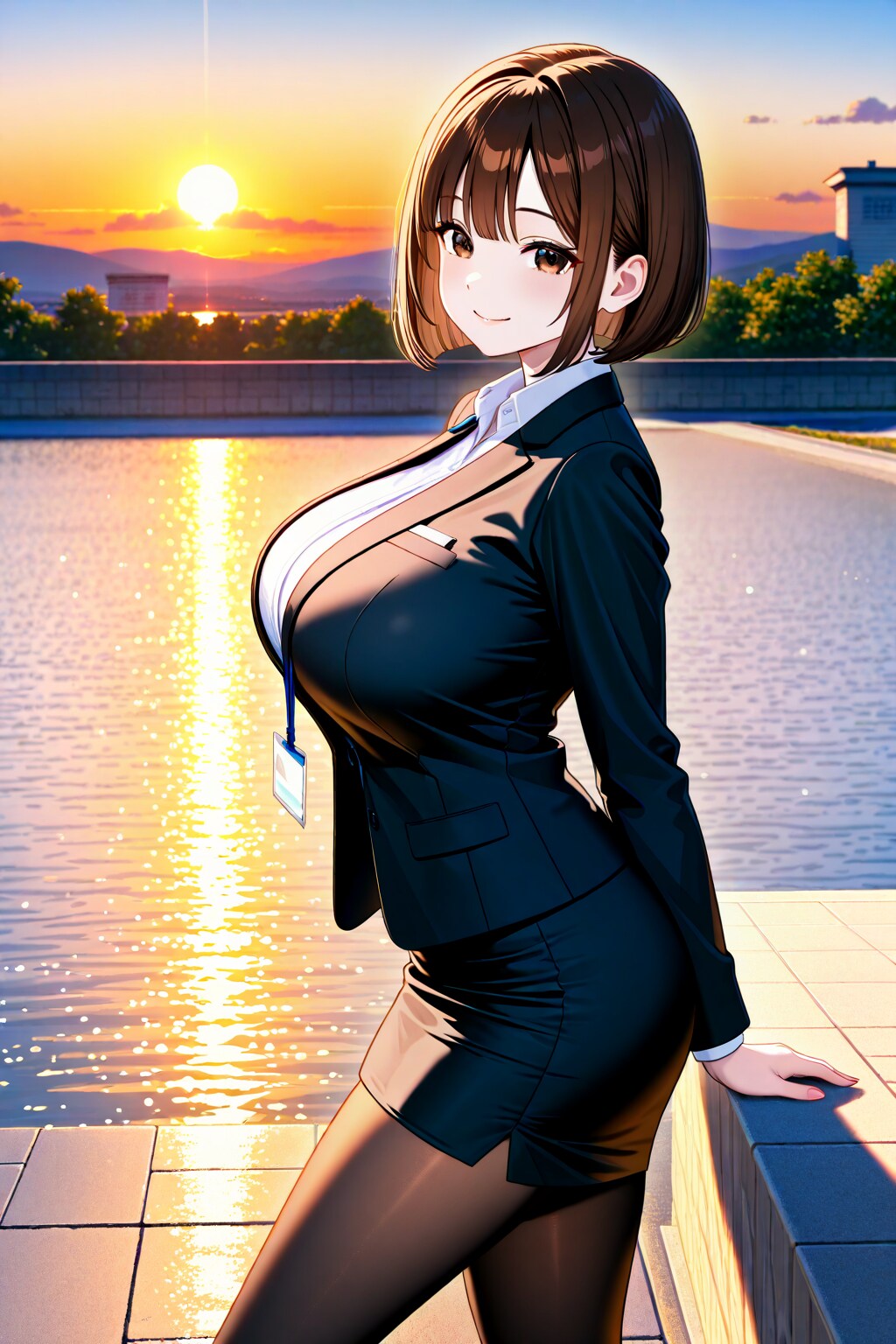 夕日とうちの子