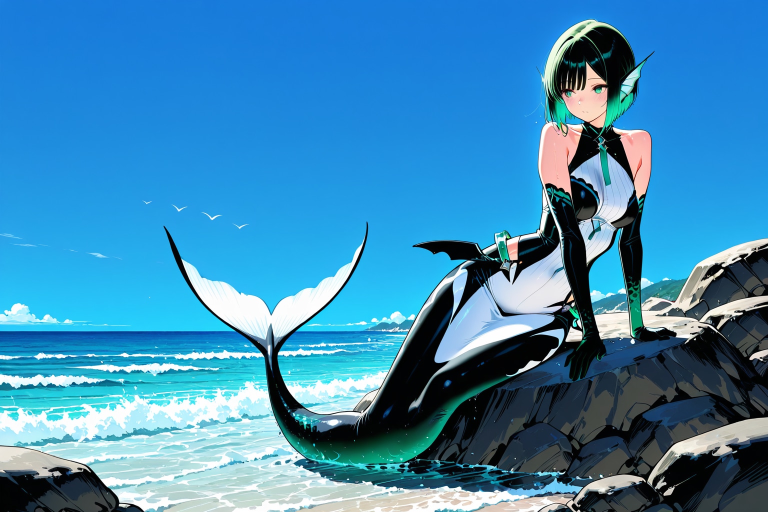 シャチ柄のマーメイド | の人気AIイラスト・グラビア