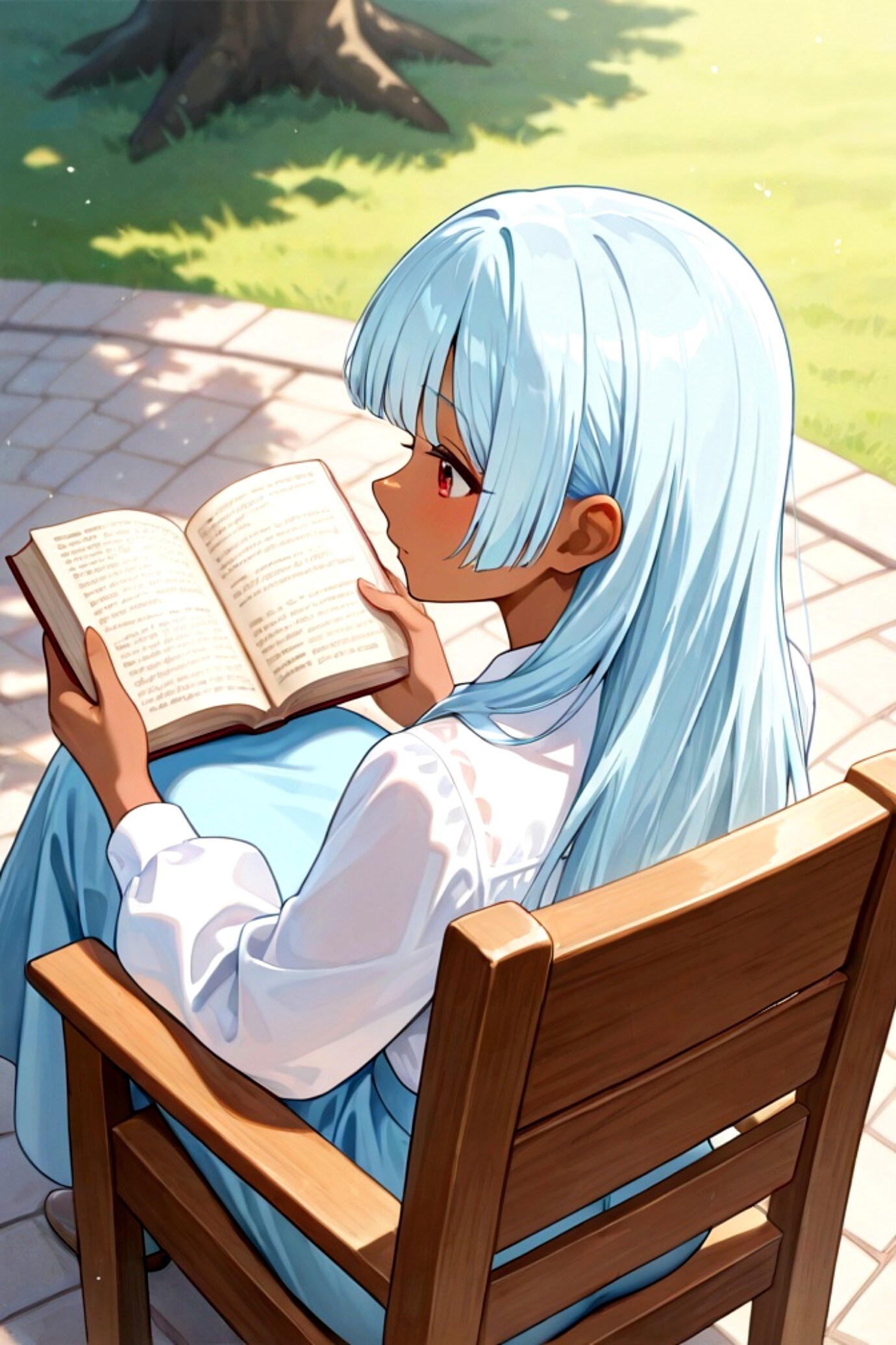 読書する青髪ちゃん | の人気AIイラスト・グラビア