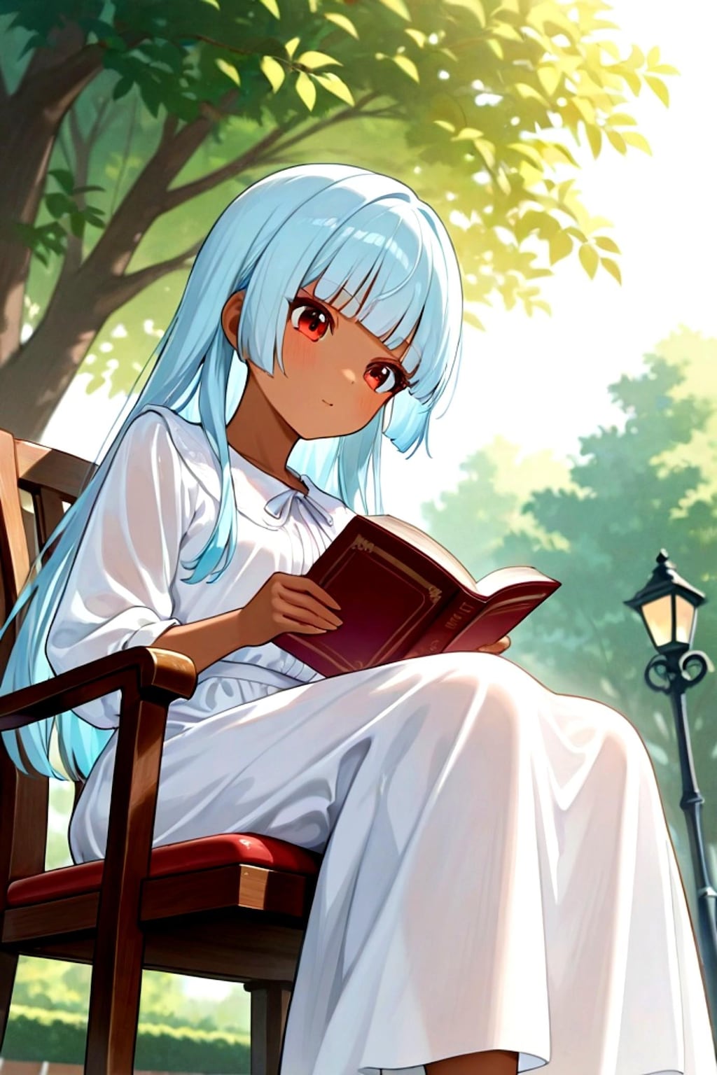 読書する青髪ちゃん