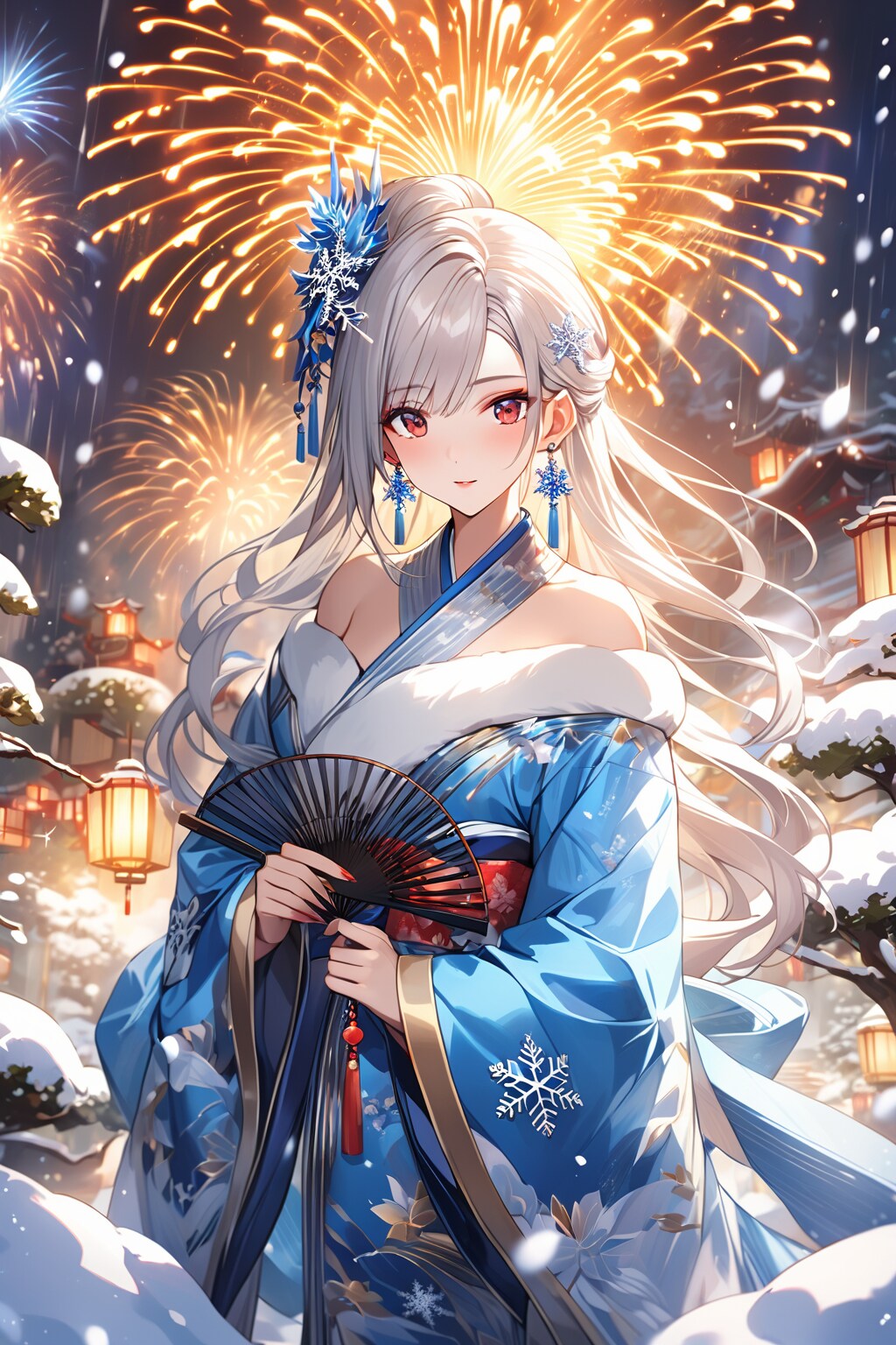 雪の中の花火 | の人気AIイラスト・グラビア