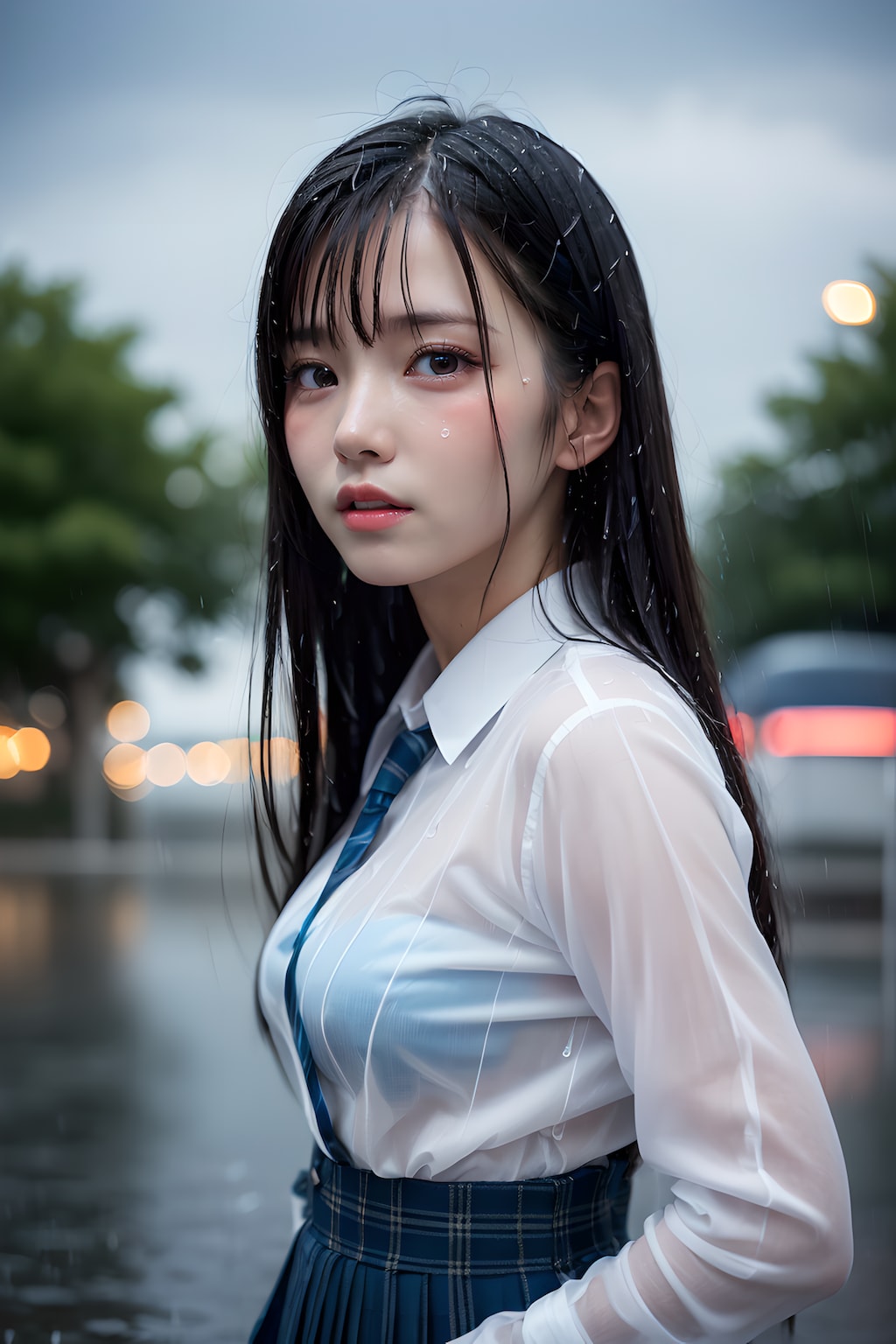 夕立ちの中にひとり…