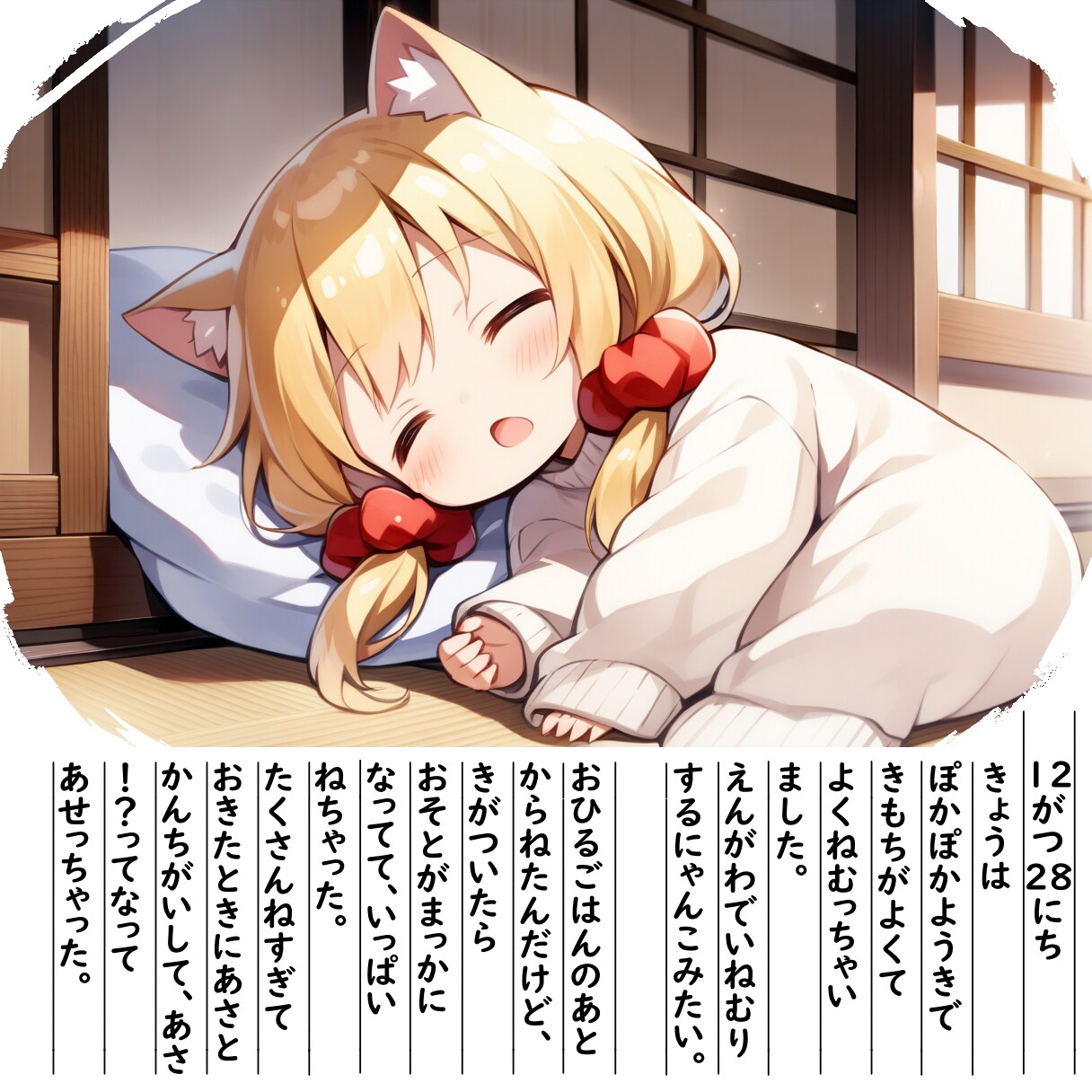 【絵日記】いっぱいねたよ | の人気AIイラスト・グラビア