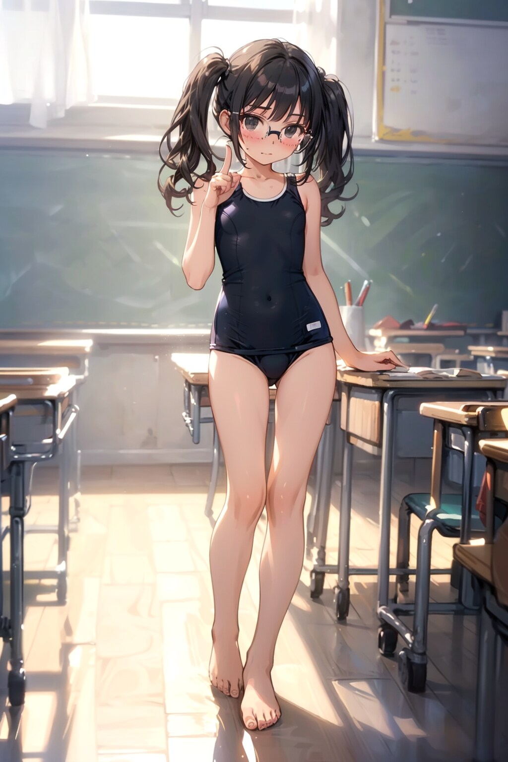 スク水の眼鏡っ娘