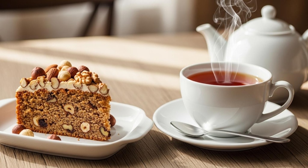 デザートのナッツケーキ