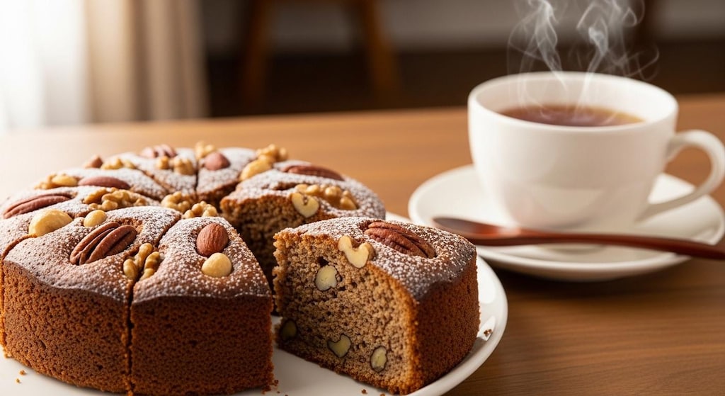 デザートのナッツケーキ