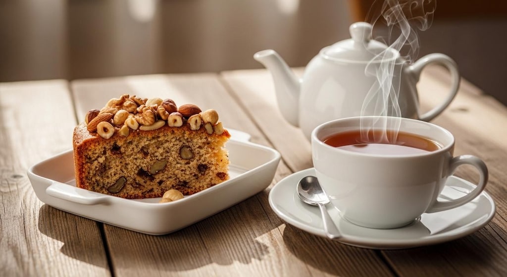 デザートのナッツケーキ