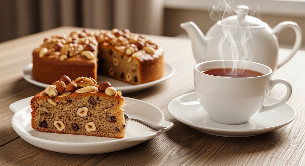 デザートのナッツケーキ