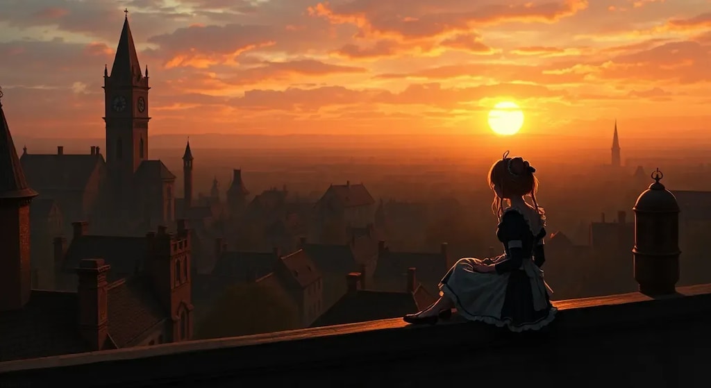 お屋敷の屋上で…