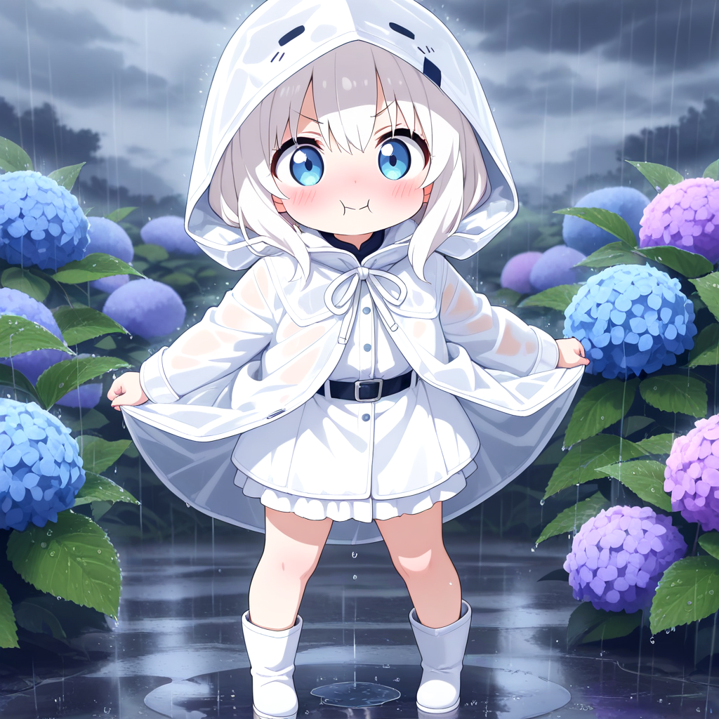 雨が降ってしまってムクれる、てるてる坊主ちゃん