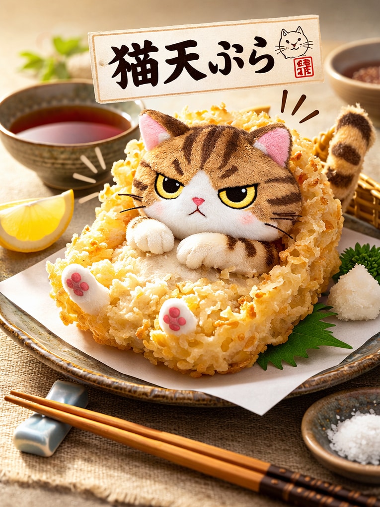 猫の天ぷら盛り合わせ | の人気AIイラスト・グラビア