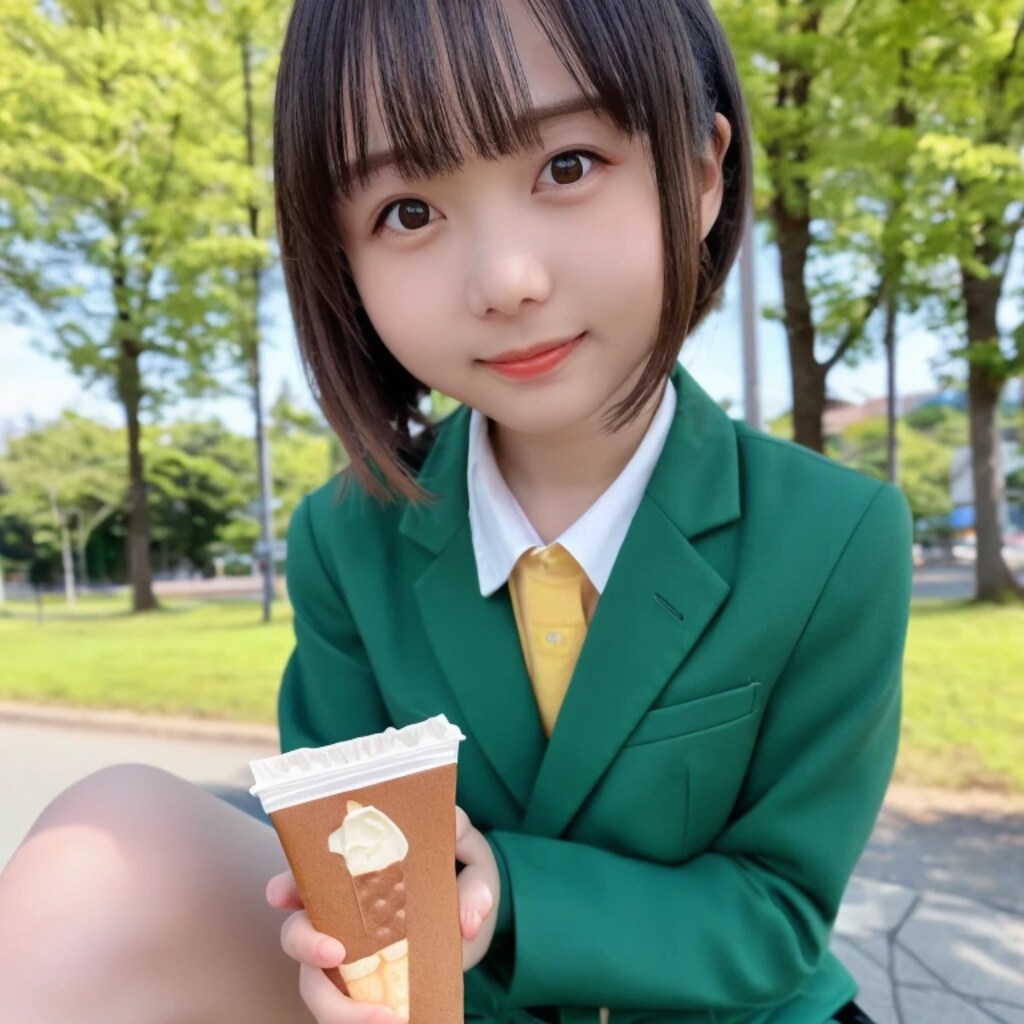 黒髪ボブでブレザーの美女７