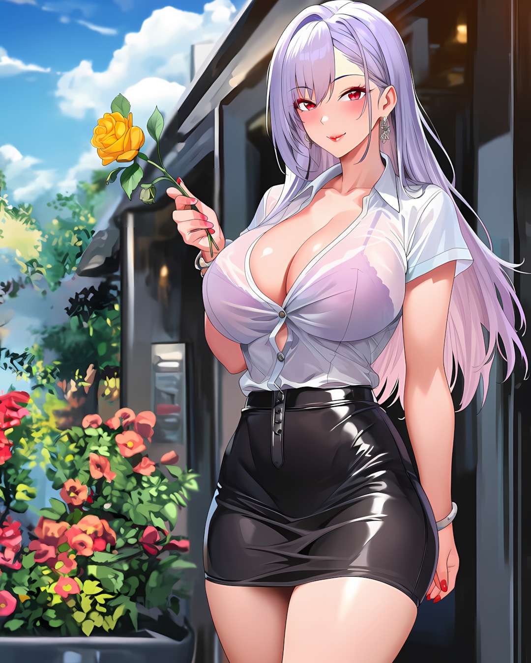イエローローズデー🌹朝の花屋で一輪選ぶミレナ✨ | の人気AIイラスト・グラビア