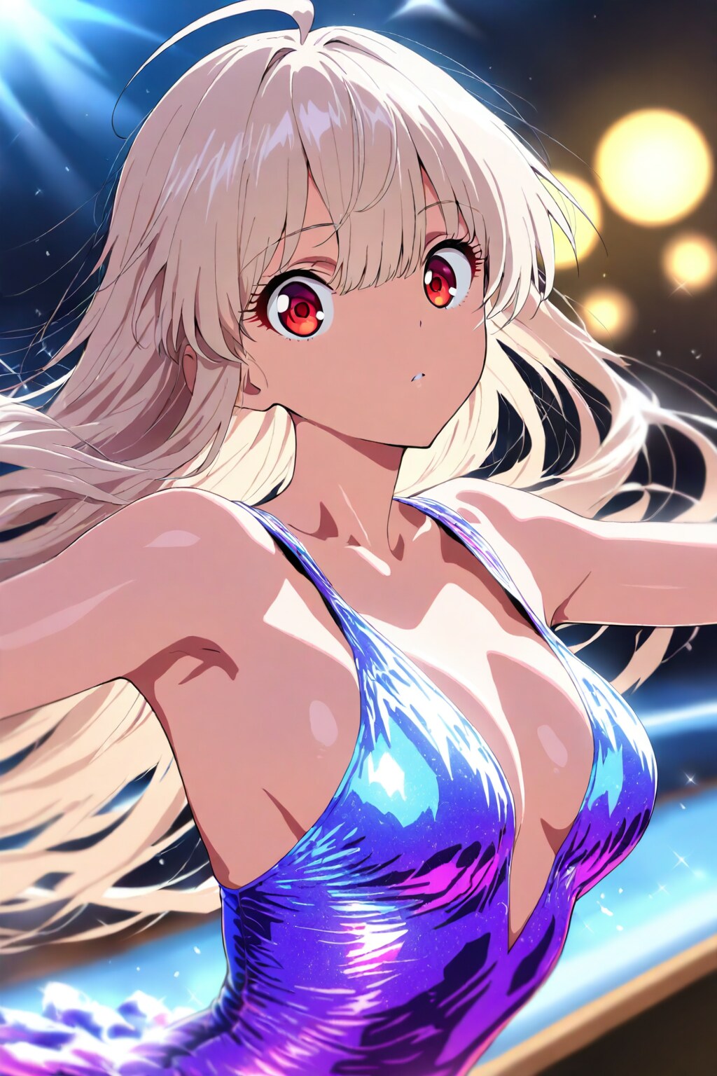 スケートリンクの前で