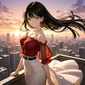 夕陽と黒髪の美少女(モデル：さくら) 5枚目