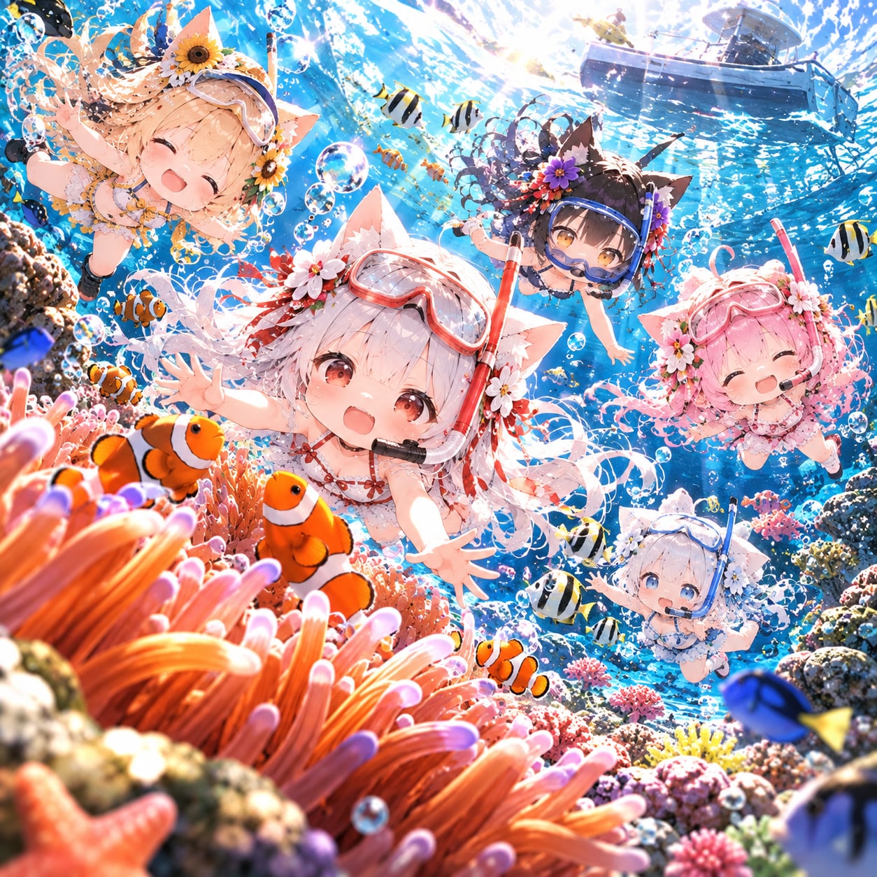 (水)54.「い」→「イソギンチャク」ネコモ | の人気AIイラスト・グラビア