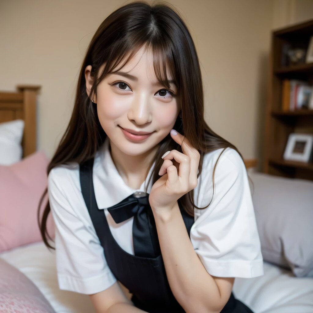 黒髪ロングで寝室の美女１１