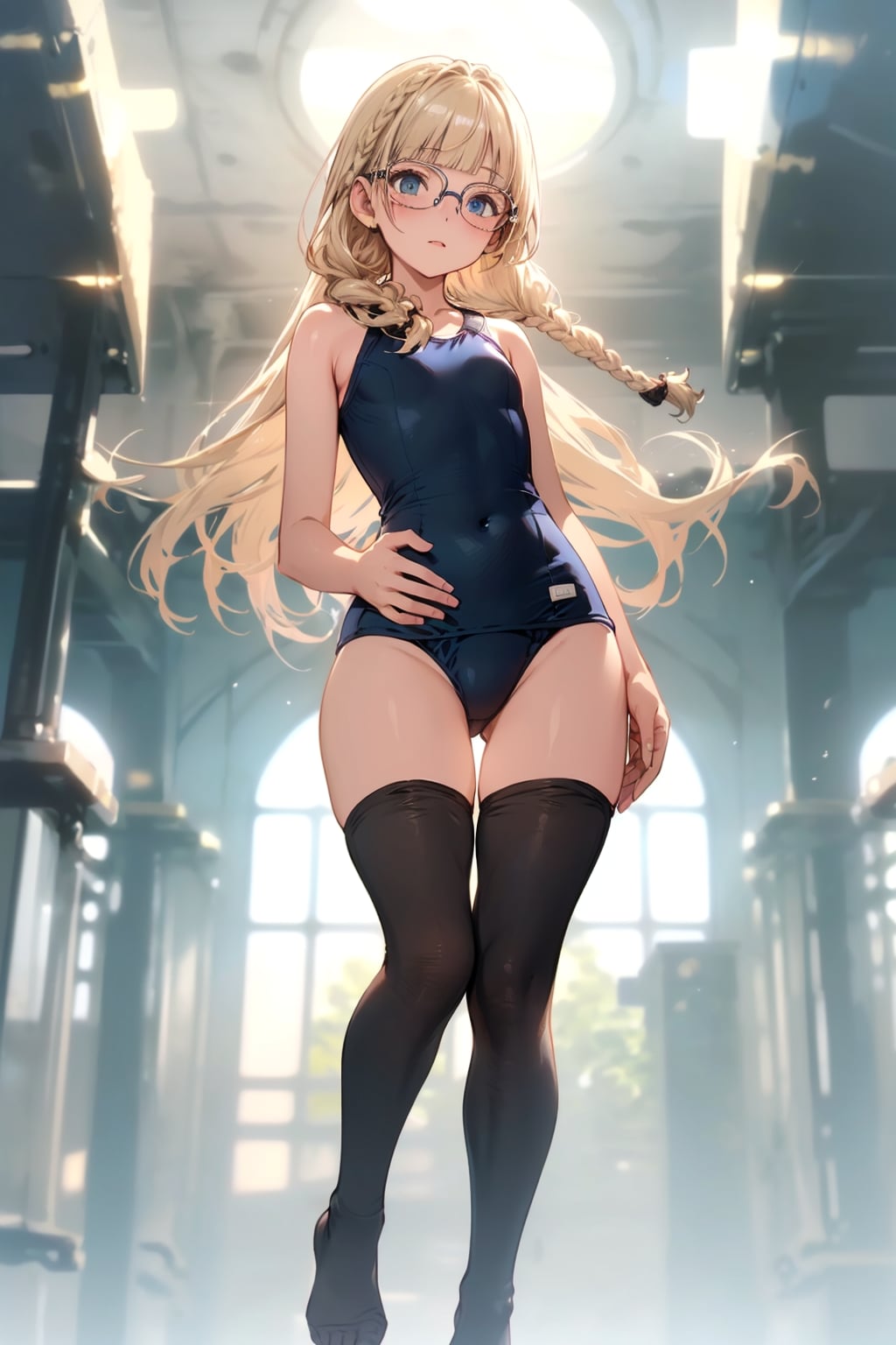 スク水タイツの眼鏡っ娘