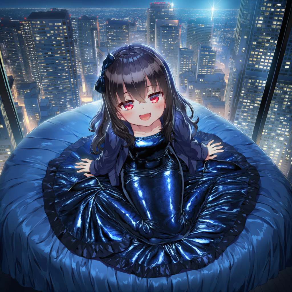 悪魔女風美少女秘密の寝室　夜景独り占め