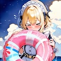 浮き輪と金髪メイドちゃん 3枚目