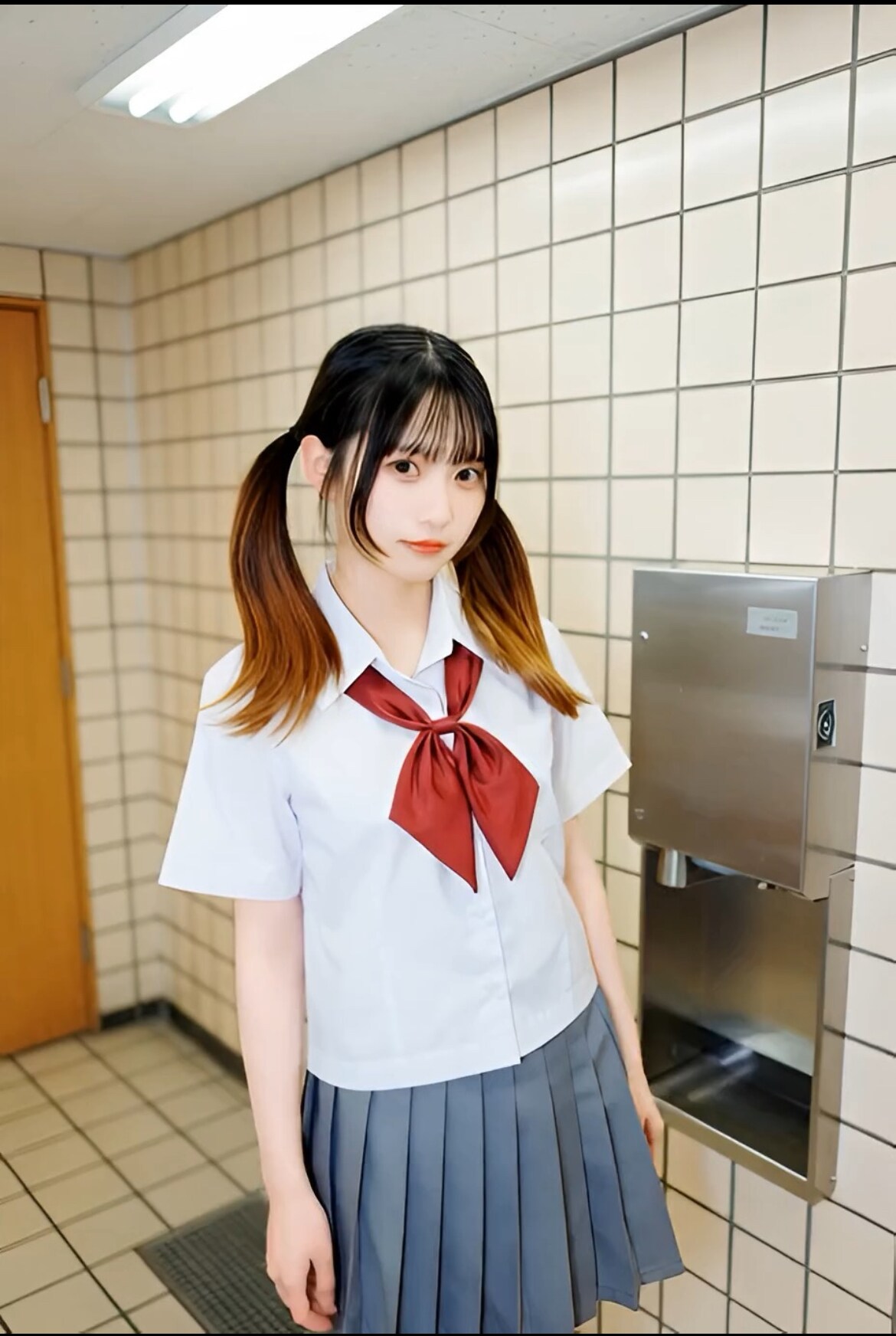 トイレで下着になる女の子