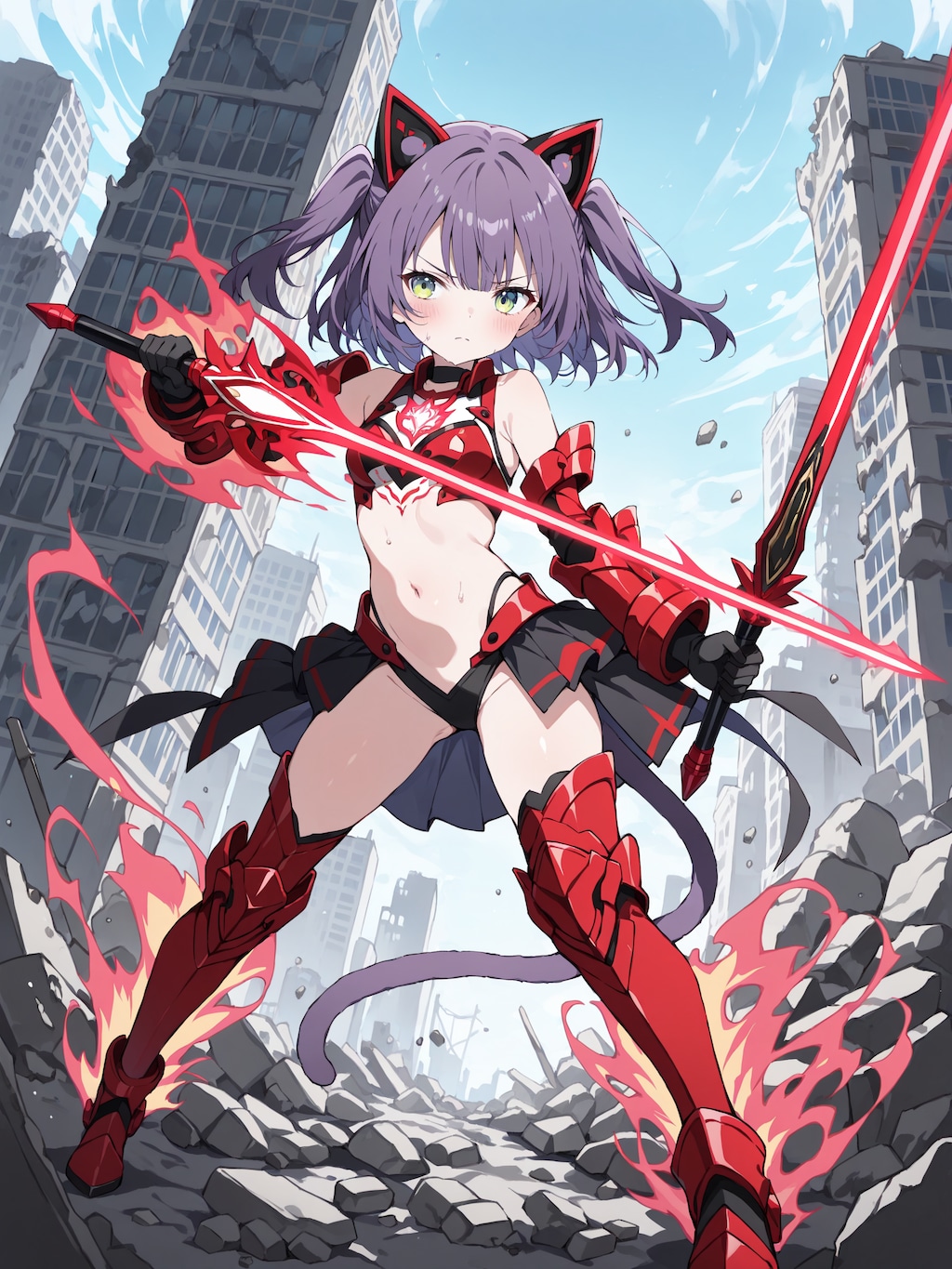 魔法少女系ケモミミパワードスーツ（レッド）