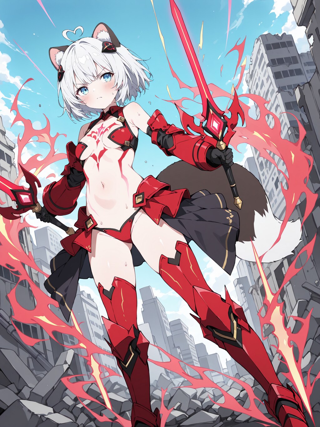 魔法少女系ケモミミパワードスーツ（レッド）