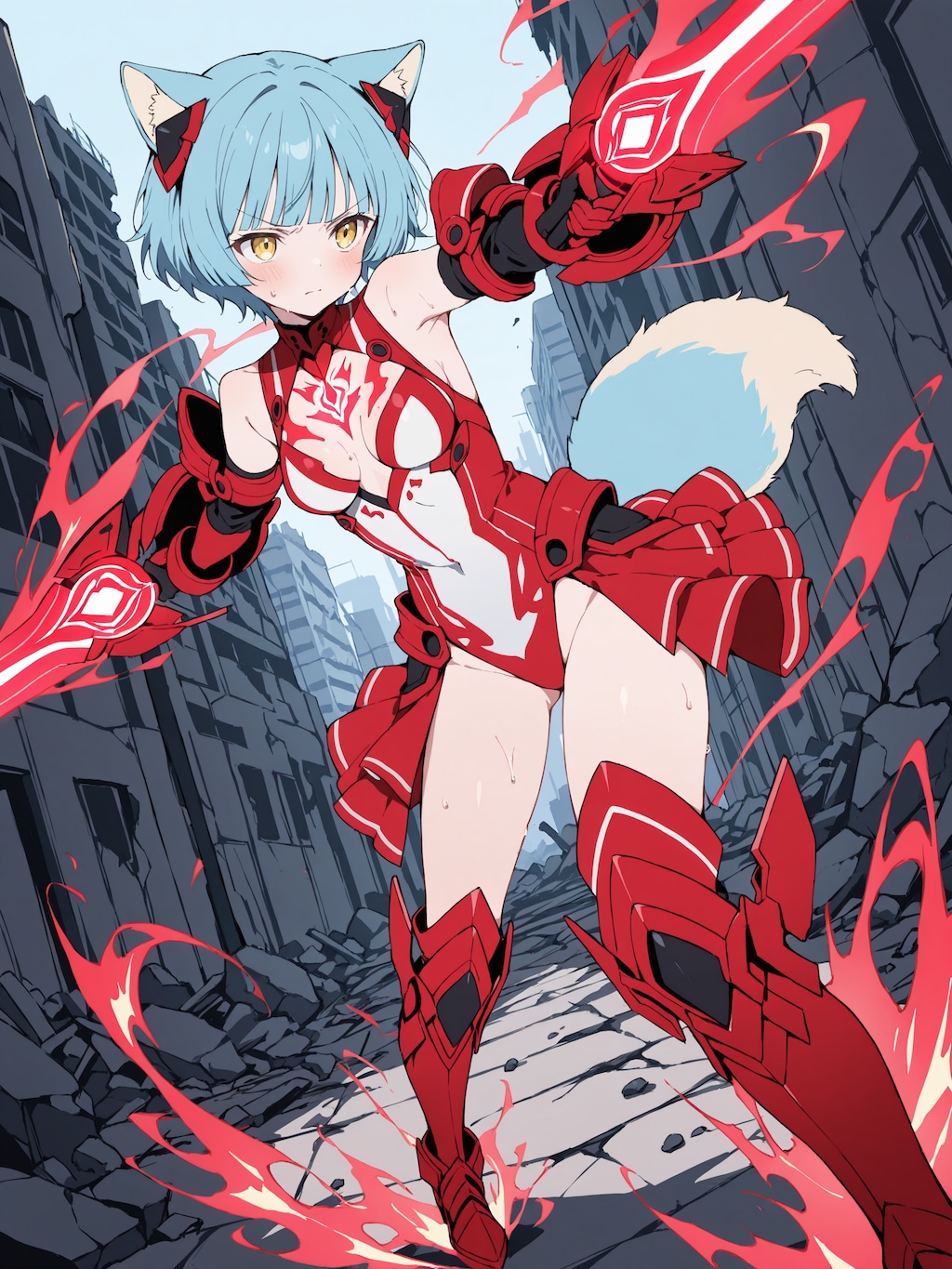 魔法少女系ケモミミパワードスーツ（レッド）