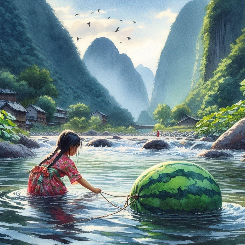 スイカを冷やす