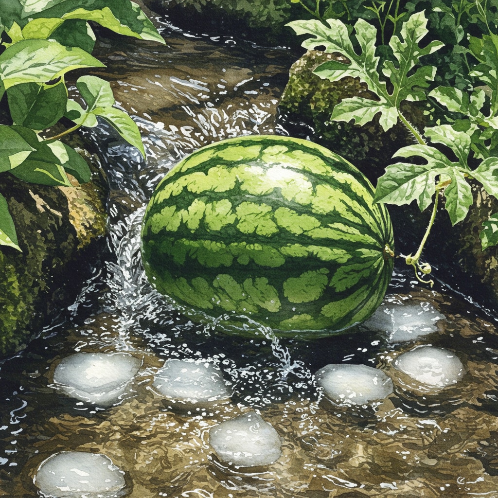 スイカを冷やす