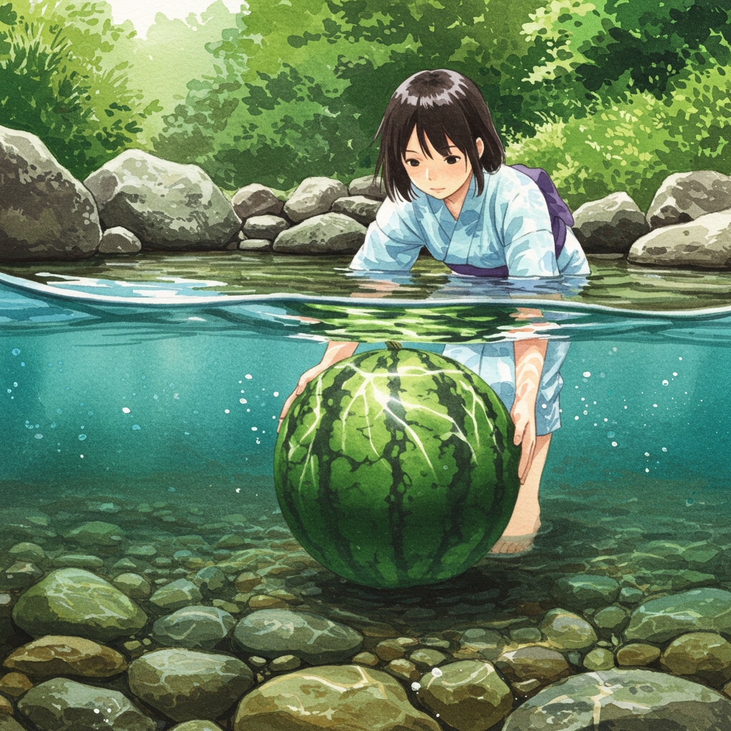 スイカを冷やす