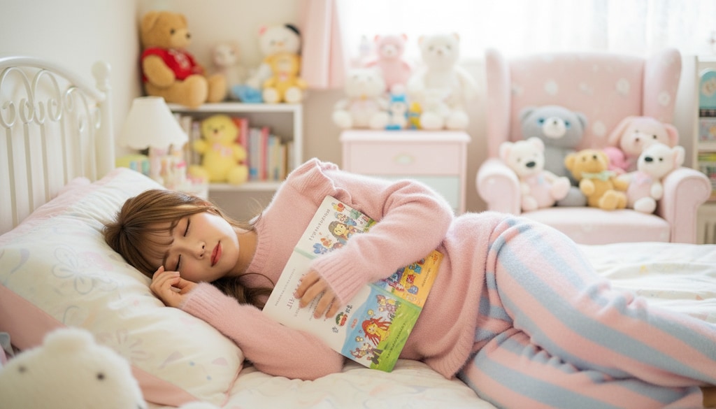 彼女の自室で（天使の寝落ち